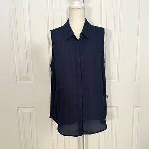 MAX STUDIO Sleeveless Dark Blue Women's Top, Blouse, Size Large